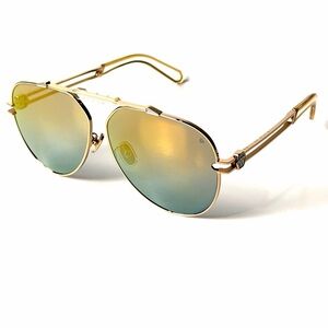 Philipp Plein SPP 048M 033M Sunglasses 62mm 100% Authentic Titanium Gold Aviator
